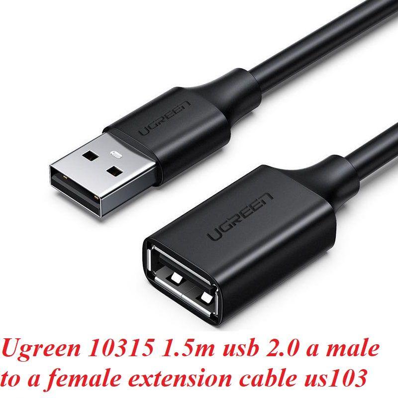 Ugreen UG10315US103TK 1.5M màu Đen Cáp tín hiệu nối dài USB 2.0 lõi thuần đồng - HÀNG CHÍNH HÃNG