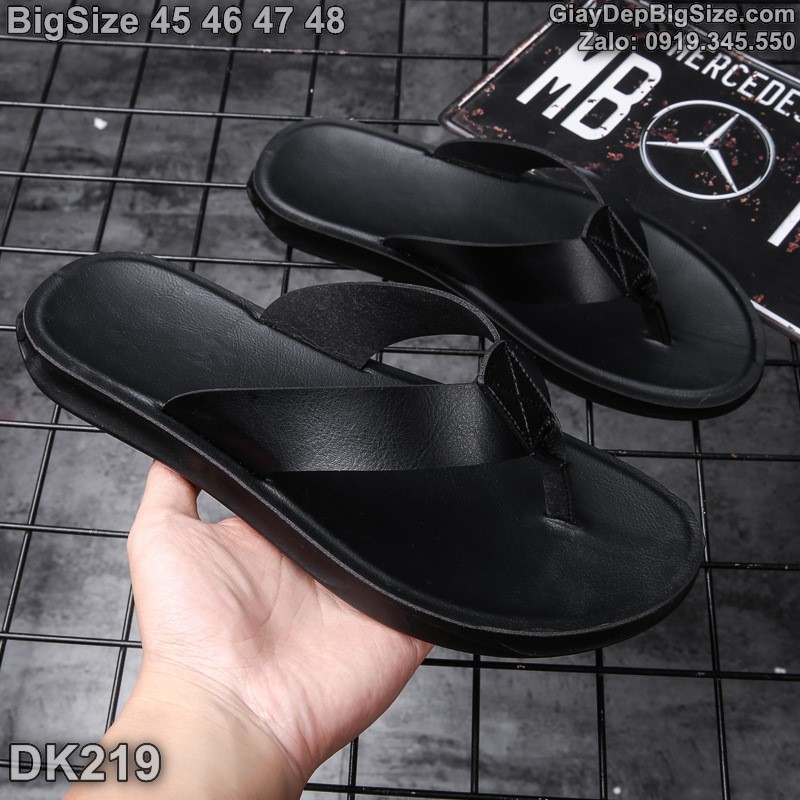 Dép kẹp xỏ ngón, dép tông cỡ lớn 45 46 47 48 cho nam cao to chân ú bè. Big size leather flip-flops for wide feet - DK219