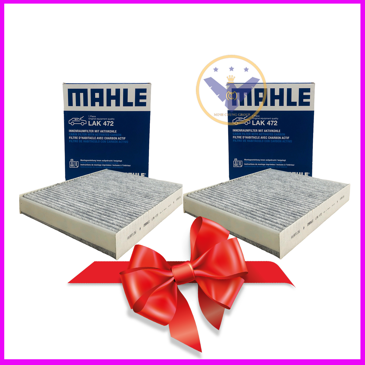 Combo 2 Lọc gió máy lạnh than hoạt tính Mahle LAK-472 cho xe Vinfast Fadil, Chevrolet Spark, Cruze, Aveo, Orlando, Lacetti CDX