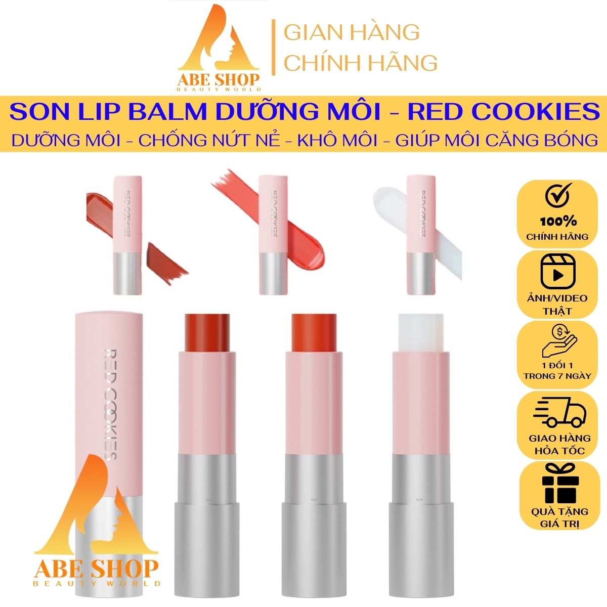 Son Dưỡng Môi Lip Balm RED COOKIES Thuần Chay - Chống Khô Môi - Nưt Nẻ Môi - Giúp Môi Căng Mọng Nước - Hấp Dẫn - Q