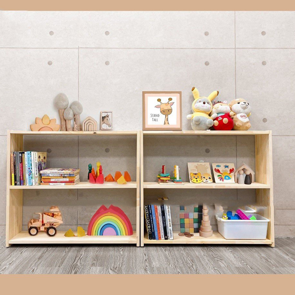 Kệ Để Đồ Chơi, Kệ Sách Đa Năng 2 Tầng Montessori Trang Trí Decor Phòng Cho Bé