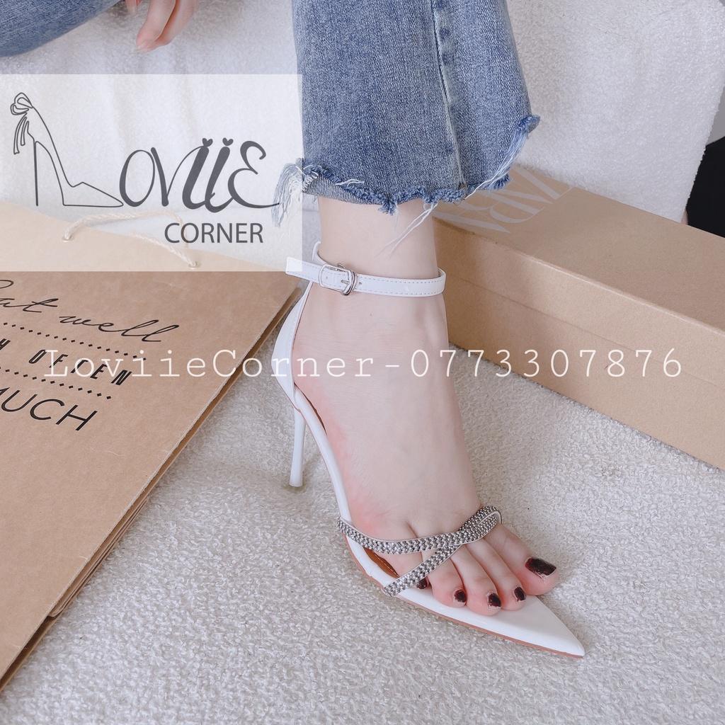 SANDAL CAO GÓT LOVIIECORNER - GIÀY THỜI TRANG MŨI NHỌN - GUỐC NỮ QUAI CHÉO ĐÁ 9 PHÂN G221114