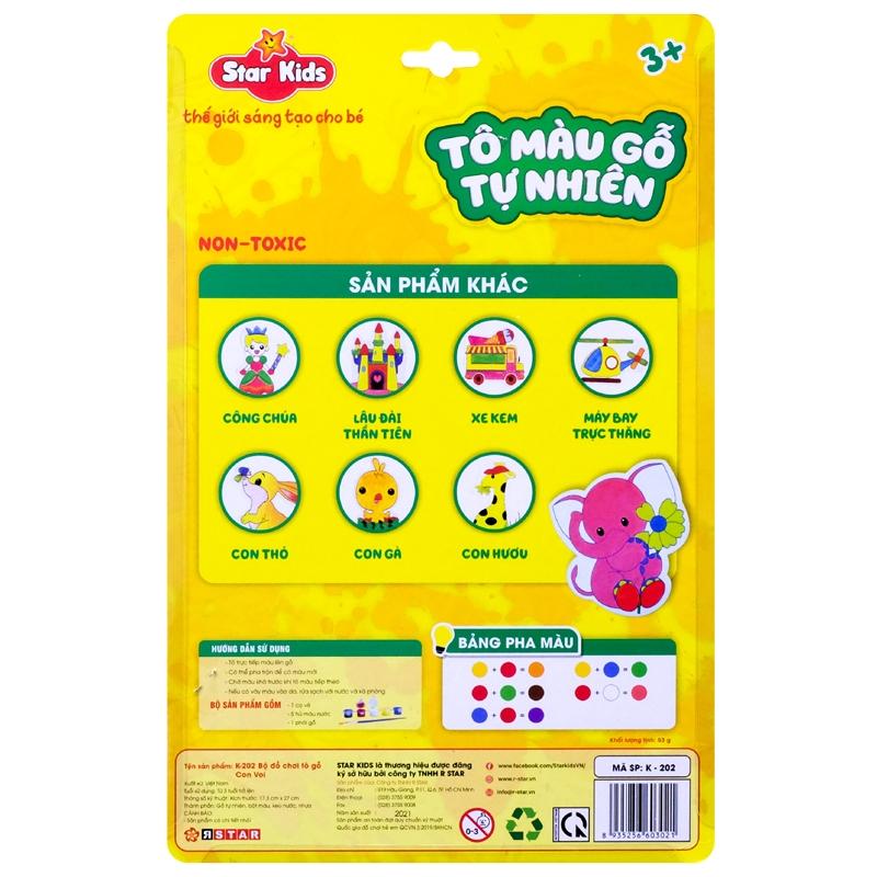 Bộ Tô Màu Gỗ Hình Con Voi - Star Kids K-202