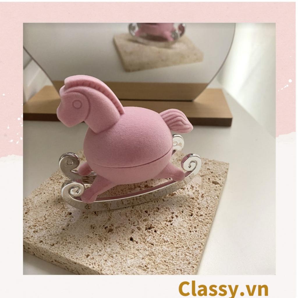 Hộp đựng nhẫn Classy, đựng trang sức hình chú ngựa hồng độc đáo Q1304