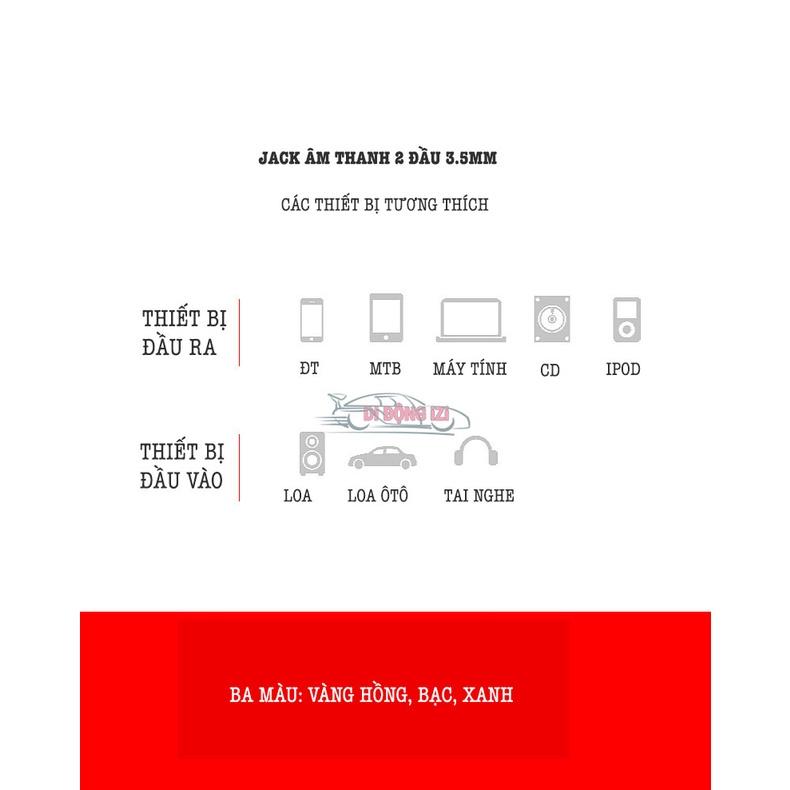 Jack Cắm 2 Đầu 3.5mm - Dây Cáp Âm Thanh AUX 2 Đầu 3.5mm - Cáp Dù Siêu Bền