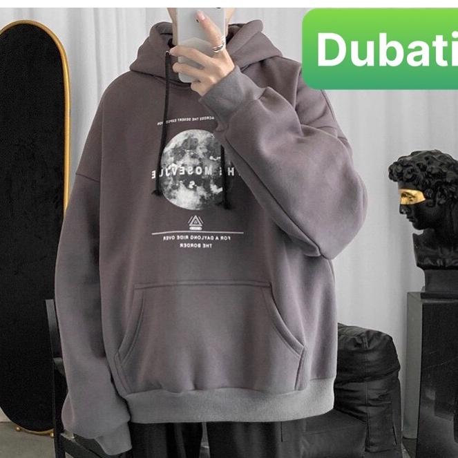 ÁO KHOÁC NỈ NAM NỮ UNISEX 2 MÀU XÁM ĐEN MẶT TRĂNG CHẤT VẢI DÀY FROM RỘNG - DUBATI FASHION