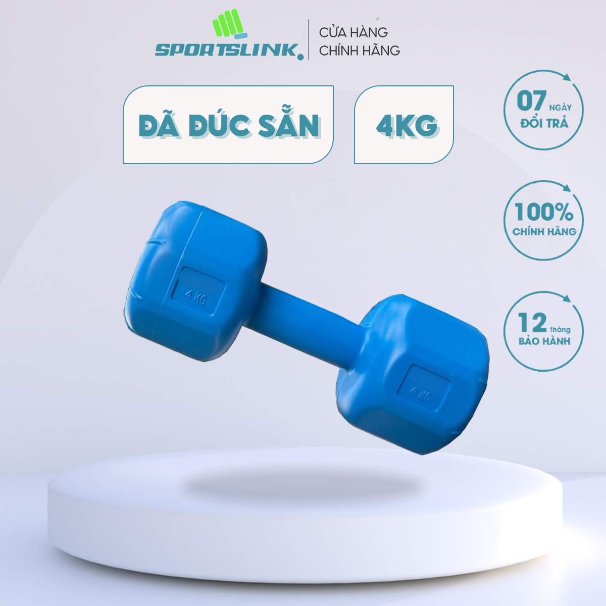Bộ 2 Tạ Tập Tay Nhựa Vn Sportslink - Xanh - 4Kg