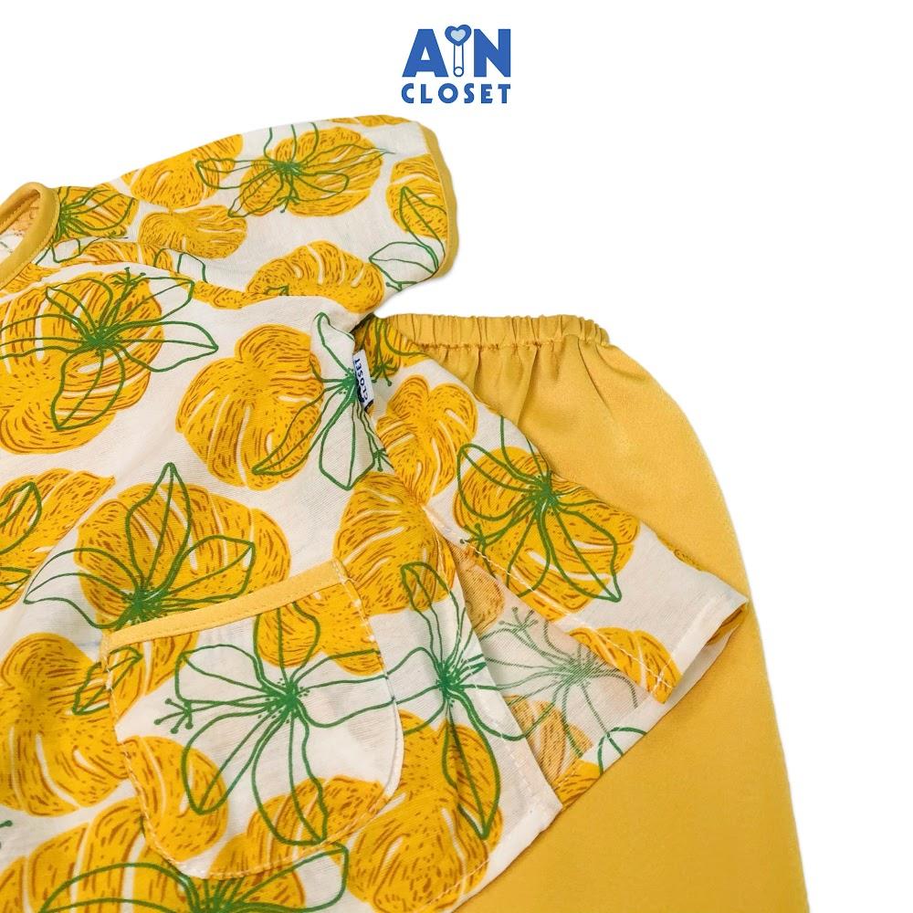 Bộ quần áo bà ba lửng bé gái họa tiết Hoa Ly vàng tơ - AICDBGNVFKBV - AIN Closet
