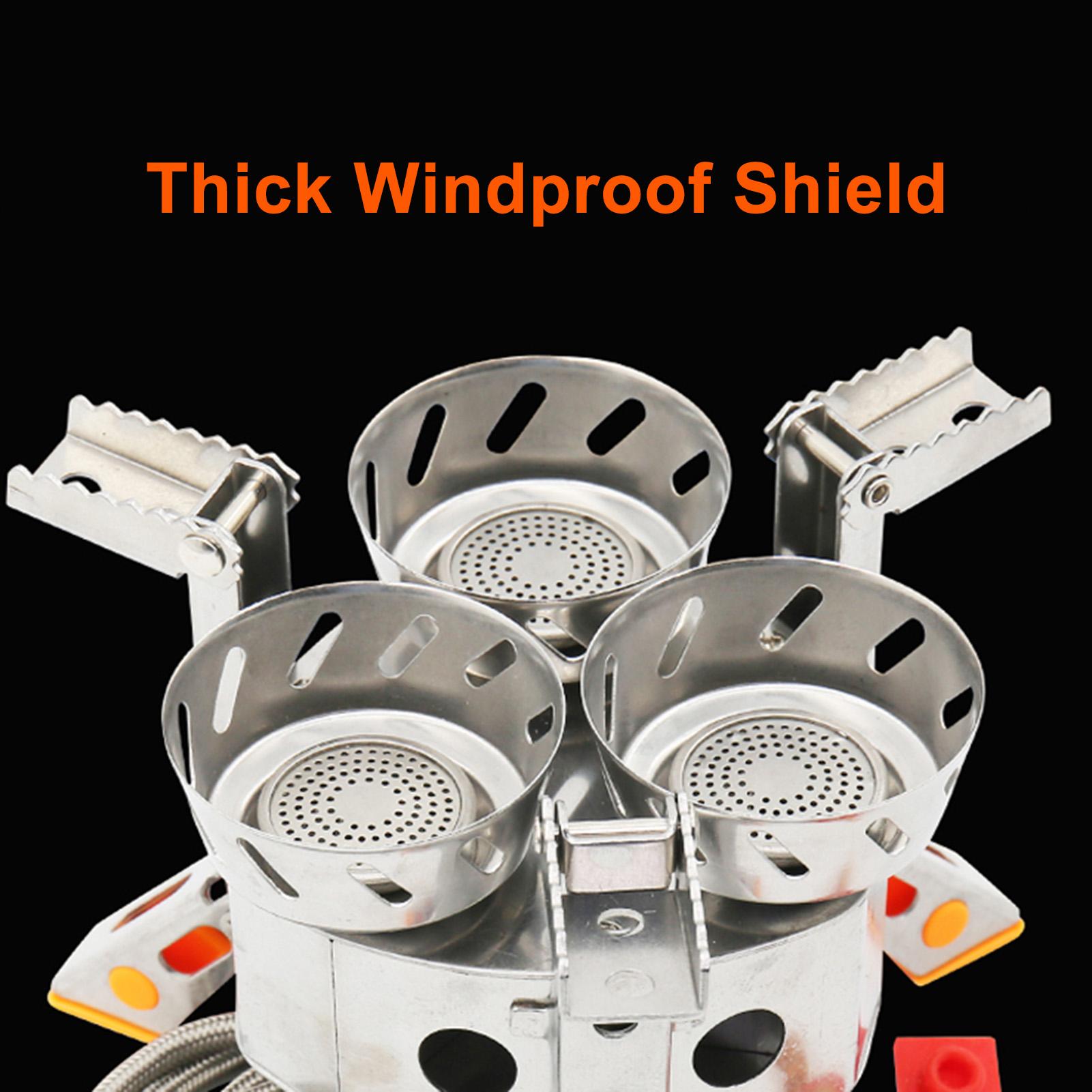 Bếp cắm trại ba lỗ 9800W Công suất cao chống gió có thể gập lại bằng Thép không gỉ