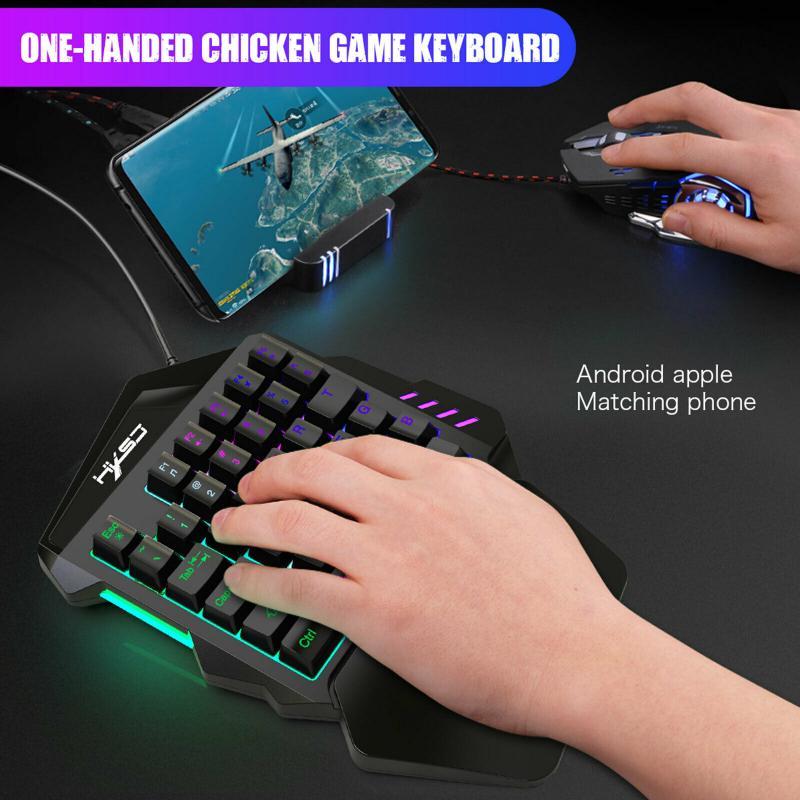 Không Khí Mini Chuột Một Tay Cơ Bàn Phím Và Chuột Chơi Game RGB Backlit Di Động Điều Khiển Chơi Game Cho Máy Tính PS4 xbox Game Thủ