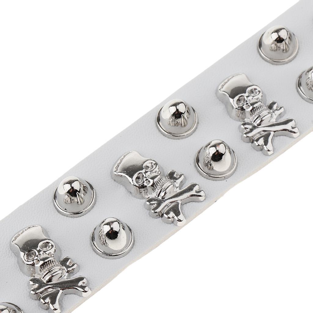 Layered Gothic  Bracelet Rivet Leather Cuff Bangle Wristband White