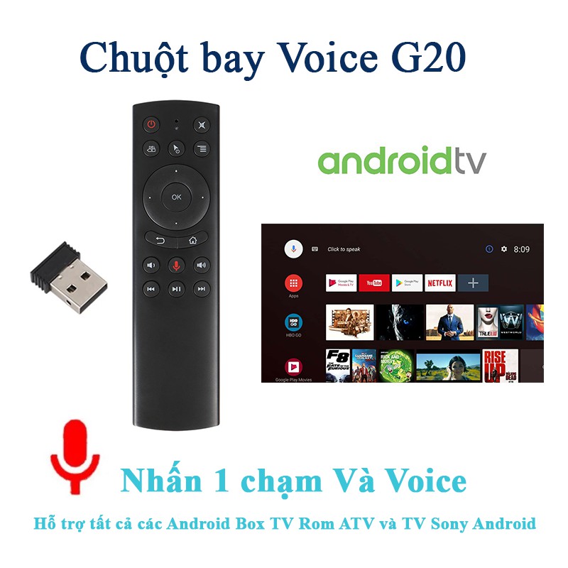 Điều Khiển Remote Bluetooth G20S, Tìm Kiếm Giọng Nói, có chuột bay, Air Mouse Remote Voice - Hàng Nhập Khẩu