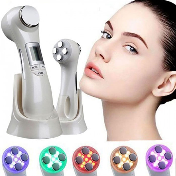 Máy massage mặt điện di 2 đầu ánh sáng sinh học, công nghệ RF, EMS, Vibration 9901