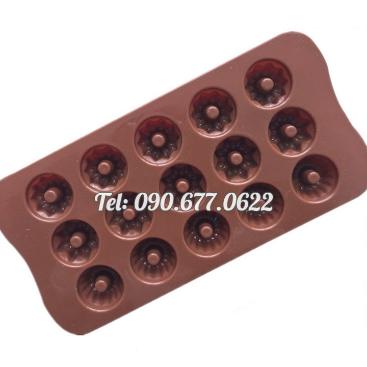 Khuôn silicone làm rau câu, socola 15 loại hoa – Mã số 1477