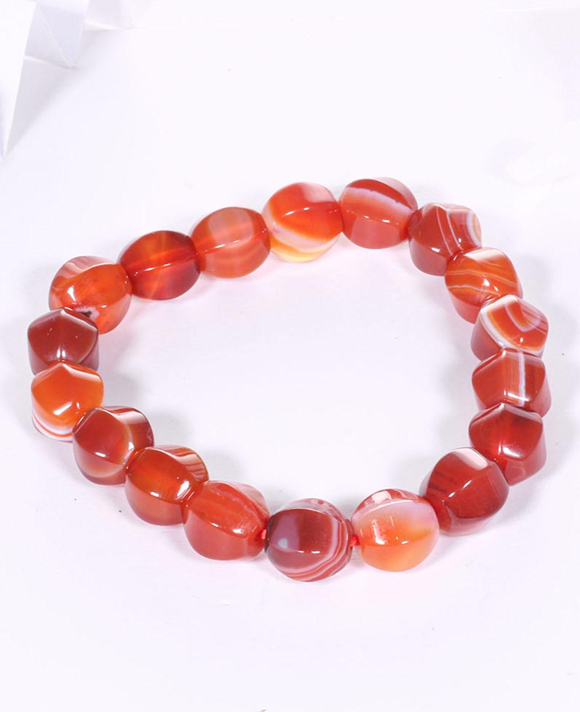 Vòng tay Đá mã não (Agate) đỏ viên lục giác 9x10mm mệnh hỏa, thổ - Ngọc Quý Gemstones