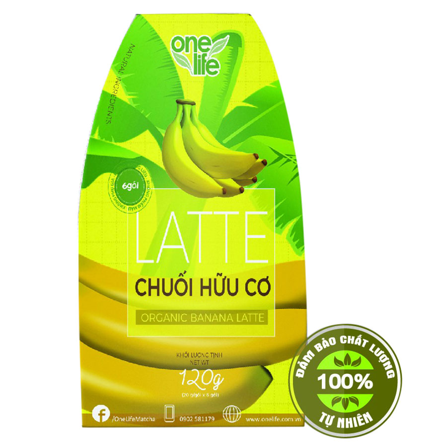 Trái Cây Sạch - Latte Chuối Hữu Cơ OneLife - Sinh Tố Chuối (Hộp 6 gói)