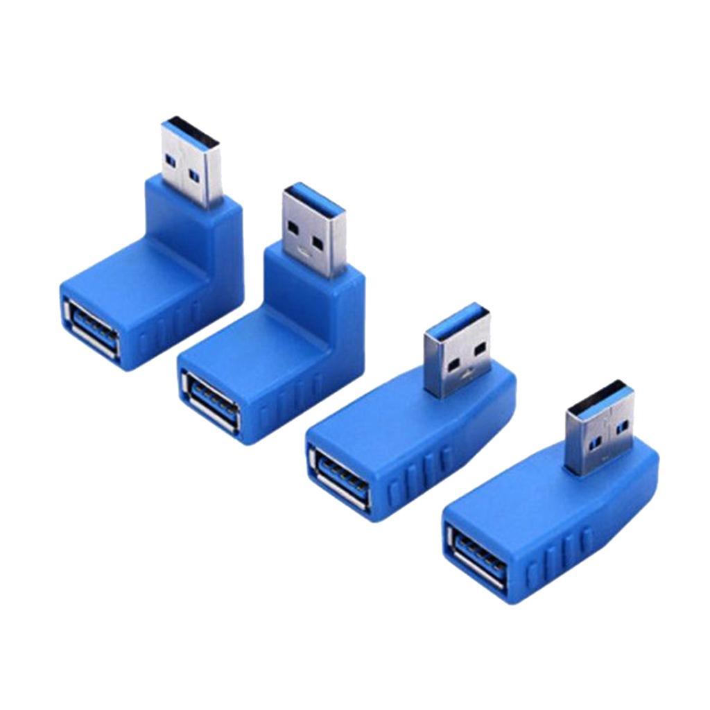 4PC USB A Male to Female Extension Cable 90 Degree Right Angle Adapter Plug