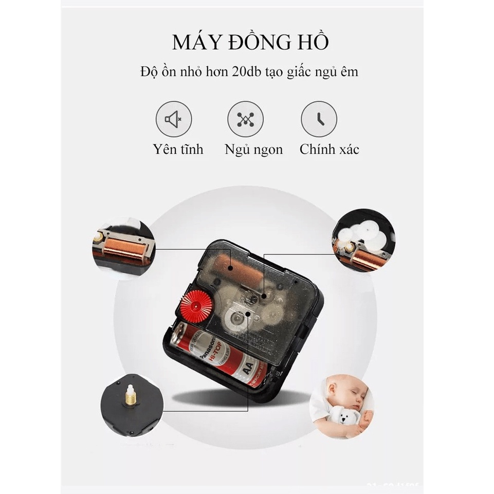 Đồng hồ treo tường Shouse A208 trang trí kim trôi nghệ thuật không gây tiếng động sang trọng hiện đại