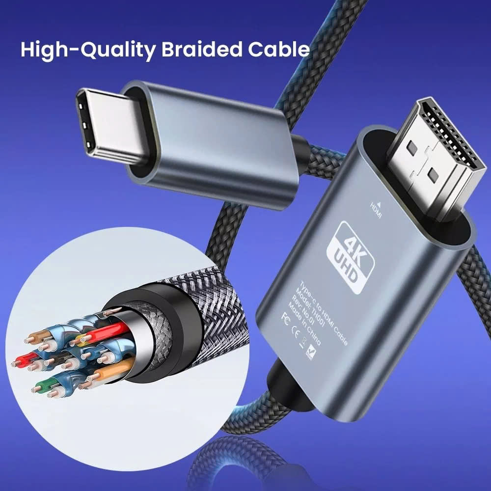 Dây Cáp Chuyển Đổi USB Type C To HDMI 4K 60Hz Dài 1.8M - Hàng Nhập Khẩu