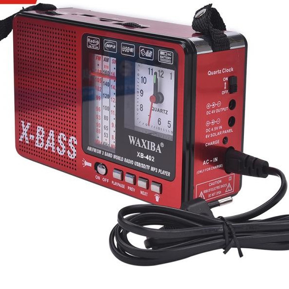 ĐÀI RADIO USB NGHE NHẠC XB-401C FM/AM/SW, Phát nhạc thẻ nhớ, Đèn pin, Đồng Hồ. GIAO MÀU NGẪU NHIÊN &gt;HÀNG CHÍNH HÃNG