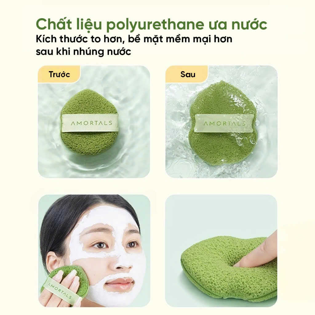 COMBO 3 Hộp Bông Mút Rửa Mặt Amortals, Mút Rửa Mặt Bọt Biển, Làm Sạch Mặt, Bông Mút Hình Giọt Nước - HÀNG CHÍNH HÃNG MINIIN