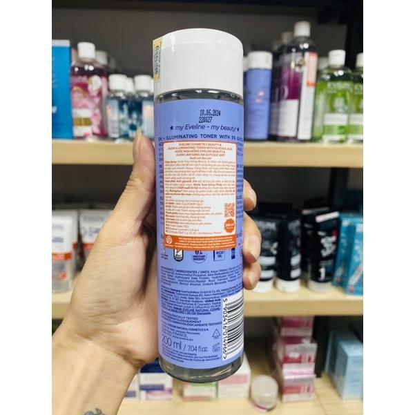Nước hoa hồng Eveline Beauty & Glow làm sáng da Glycolic axit 200ML
