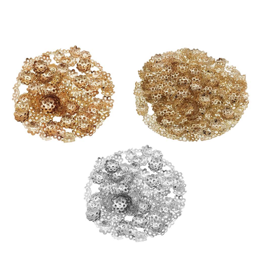 600Pieces Iron Flower Beads Hat Beads Spacer for Jewelry Making 6mm 8mm