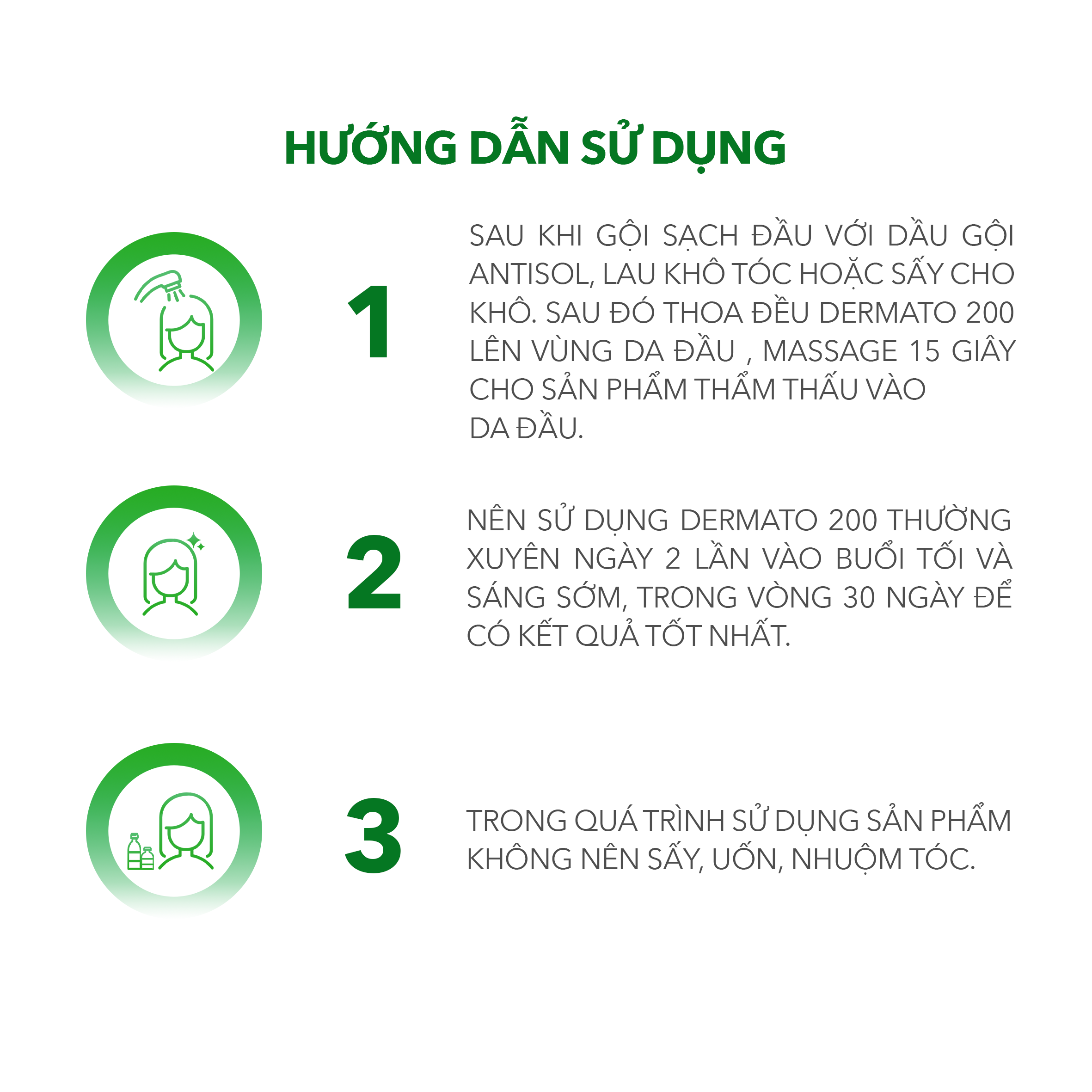 Combo Phục Hồi Tóc Hư Tổn, Ngăn Ngừa Rụng Tóc - Bộ Đôi Chăm Sóc Hoàn Hảo Dermato 200 & Antisol | Thương Hiệu iCare Pharma