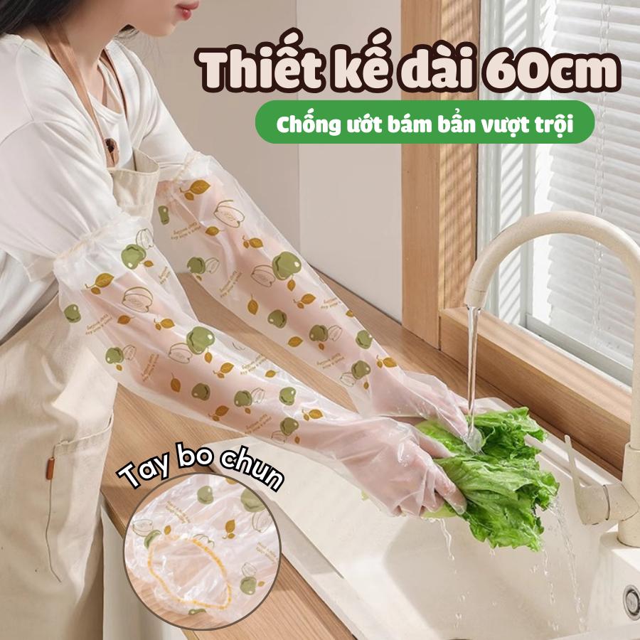 Găng TPE Siêu Dai Dùng 1 Lần - Dài 60Cm, Có Chun Chống Tuột, Găng Tay Rửa Chén Bát, Giặt Đồ Dọn Dẹp Đa Chức Năng