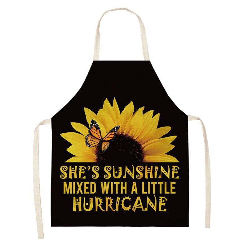 Ladies Men Sunflower Apron Boho Style Oil Proof Kitchen Apron for Cooking Baking Gardening