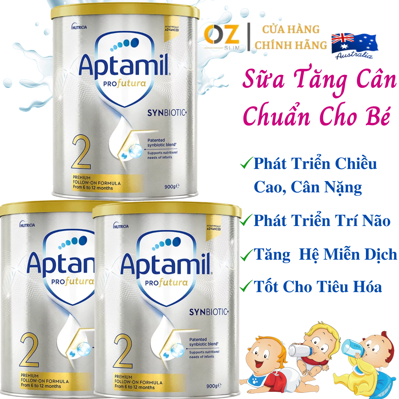 Sữa tăng cân, tăng chiều cao cho bé Aptamil Profutura Synbiotic+ Úc (900g/lon) Phát triển toàn diện thể chất và trí não - OZ Slim Store