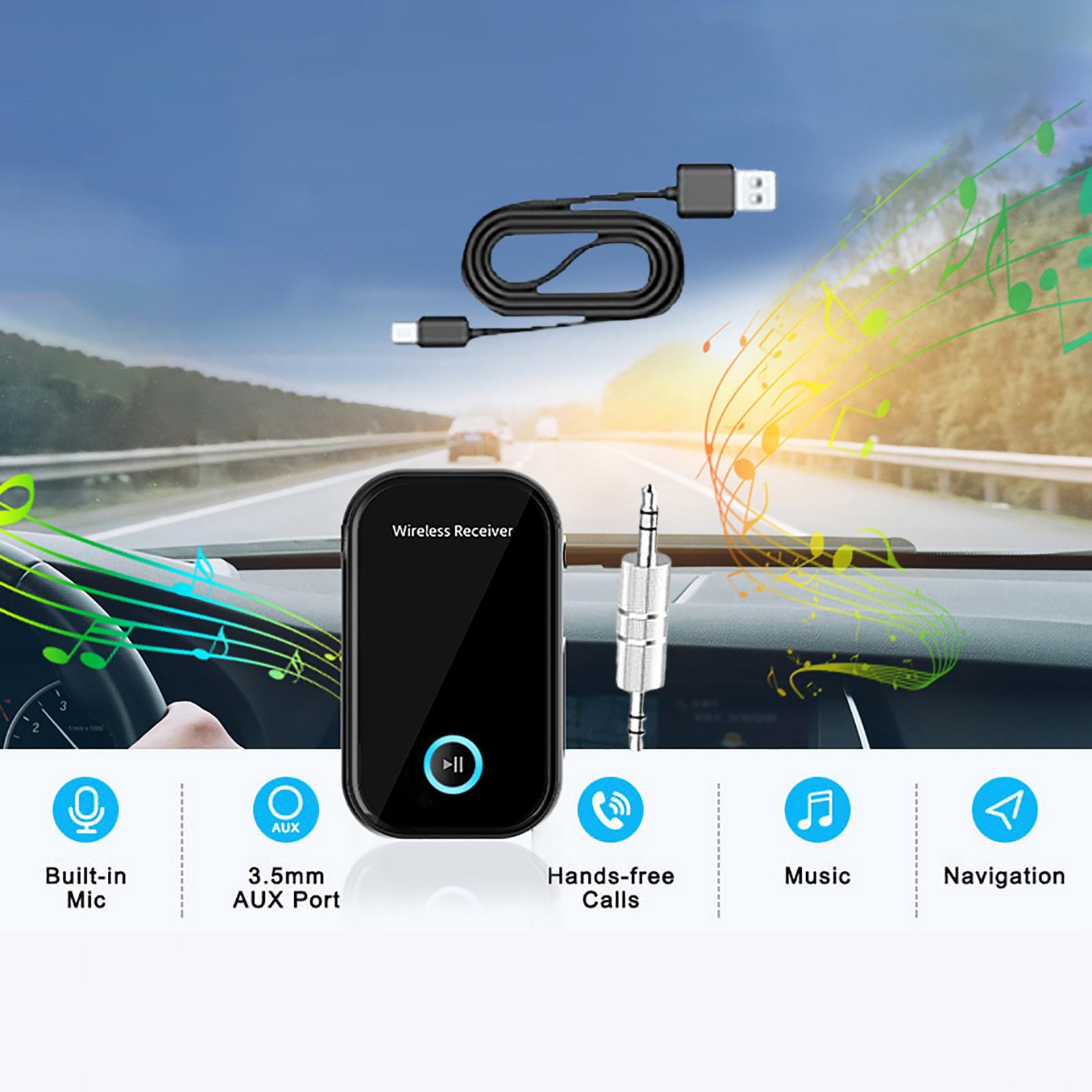 Bluetooth 5.0 AUX Music Adapter Transmitter Receiver with Mic Portable