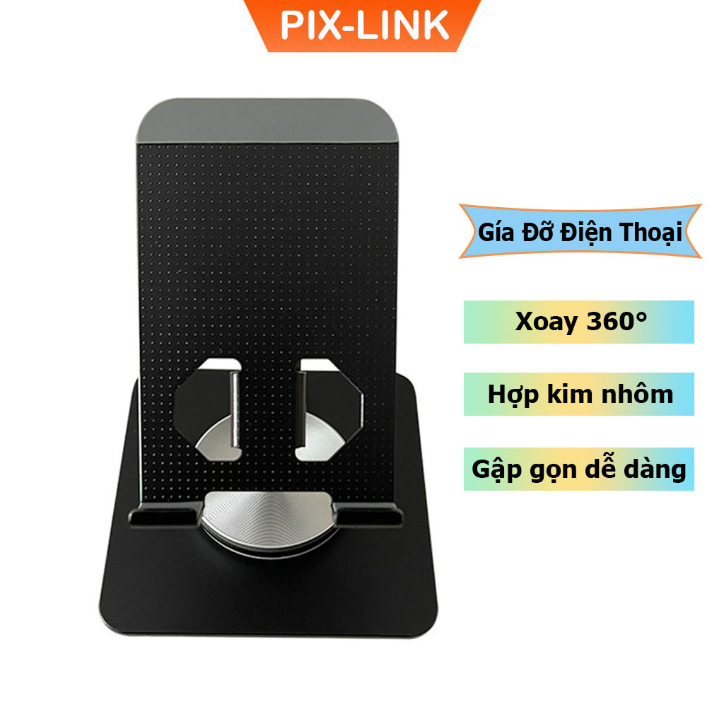 Giá Đỡ Điện Thoại Xoay 360 Độ, Giá Đỡ Pix-link X101 Dành Cho Điện Thoại, Máy Tính Bảng Chất Liệu Hợp Kim Nhôm Cao Cấp, Gấp Gọn Dễ Dàng - Hàng Chính Hãng/ Hàng Nhập Khẩu