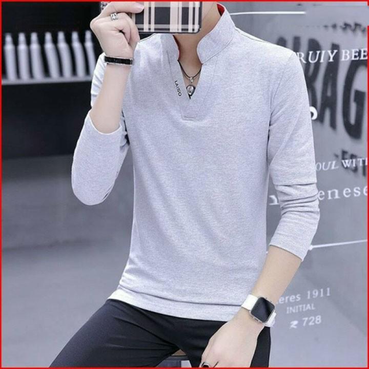 Áo thun nam tay dài cổ V cao cấp vải thun cá sấu mềm mại co giãn - ATCV1