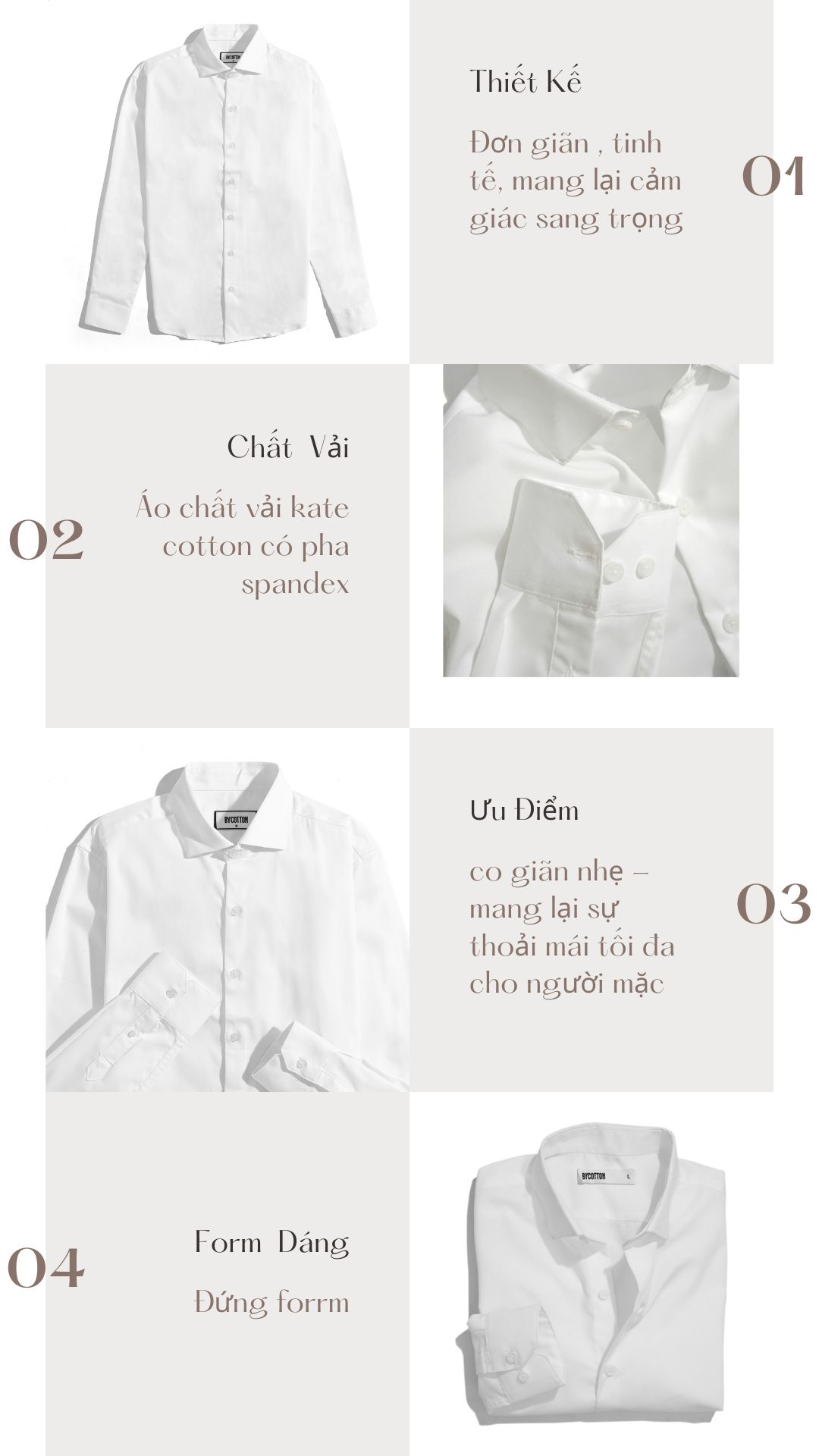 Áo Sơ Mi Nam Dài Tay Trắng BY COTTON White Shirt 2.0