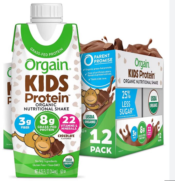 Sữa dinh dưỡng hữu cơ Orgain Kids Protein - Sữa khỉ orgain kid protein chính hãng Mỹ hộp 244ml Vị Socola