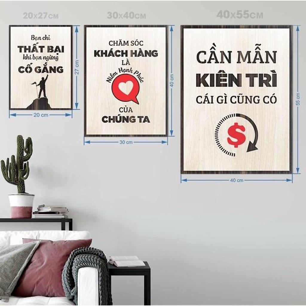Tranh Tạo Động Lực TBIG060 trang trí tường phòng họp cao cấp "cần mẫn kiên trì cái gì cũng có"