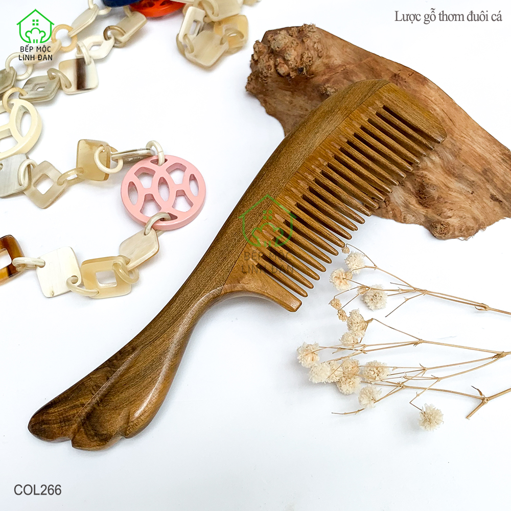 Lược Gỗ Thơm Đuôi Cá (Size:M-16cm) Ghép Răng Tăng Độ Bền Khi Chải Tóc [COL266]