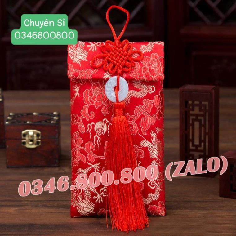 Bao Lì Xì Vải Gấm Nhiều Hoa Văn Cao Cấp Cưới Hỏi, Nạp Tài,Ngày Tết Họa Tiết RỒNG - NGỌC BỘI DỌC