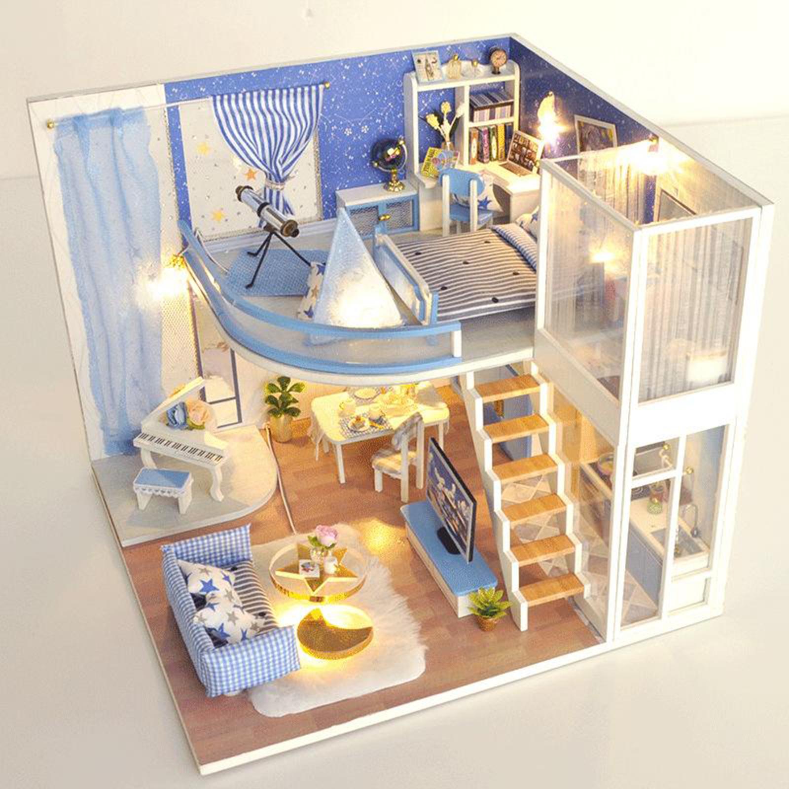 Self Assembled Dollhouse Furniture Building Cottage House Dustproof Cover