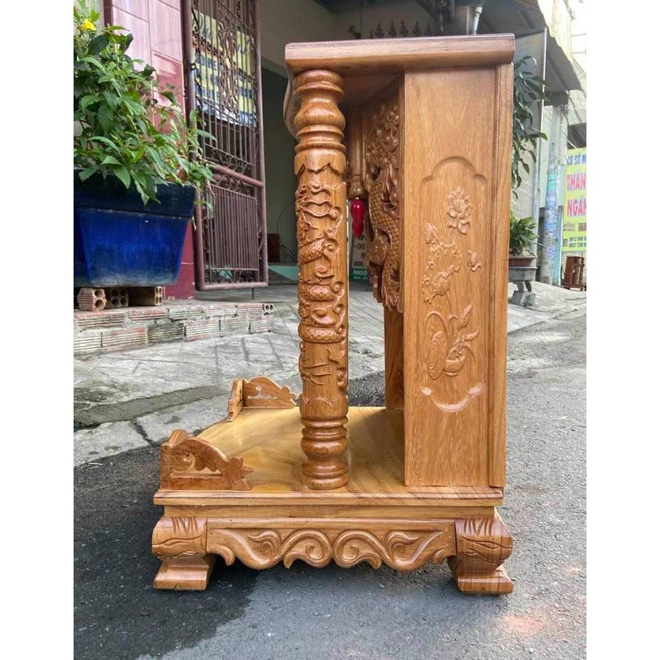 Bàn thờ thần tài gỗ gõ đỏ 48 x 68cm, bàn thờ ông địa , bàn thờ gỗ cao cấp