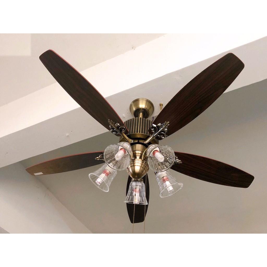 Quạt trần đèn Cánh gỗ- sải cánh 1m32 điều khiển CT148