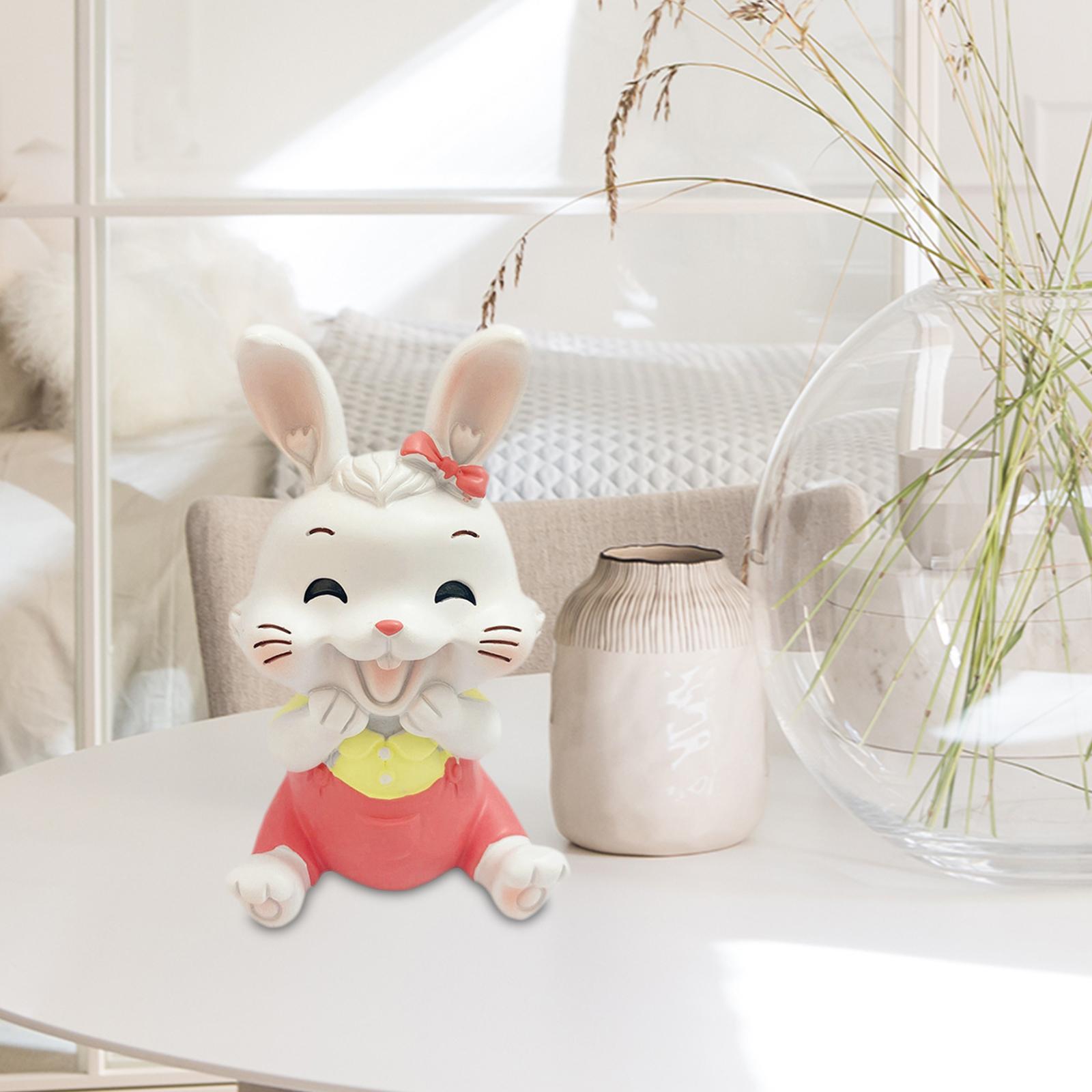 2 Rabbit Statue Animal Figures Art Sculpture for Office