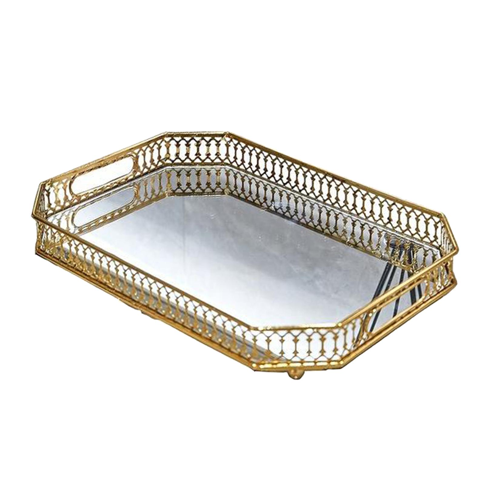 2xCrystal Tray Decorative Organizer Dessert Plate Home Decor Rectangle Home