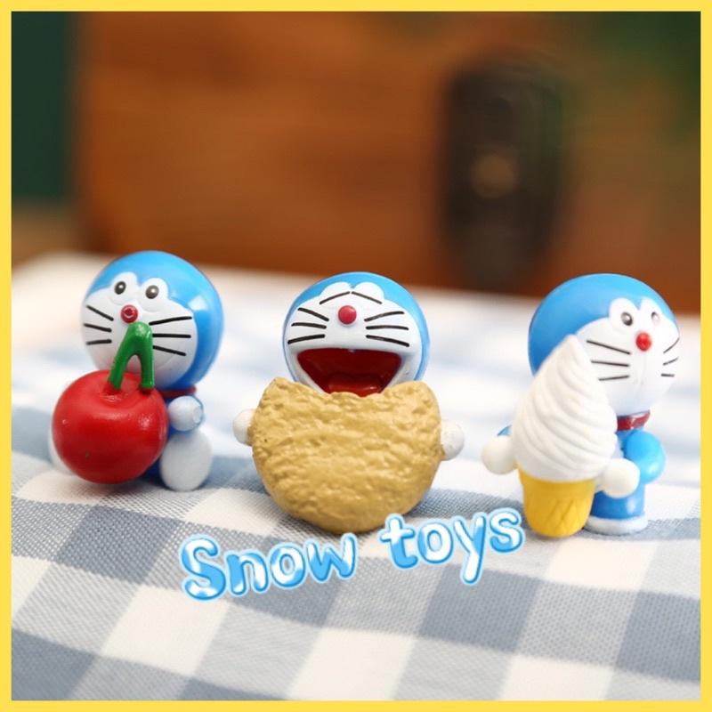 Mô hình Doraemon - Trọn bộ 6 Mô hình Doraemon Dorami Doremon Doremi cầm bánh dâu tây ngộ nghĩnh dễ thương - Cao 4~5cm