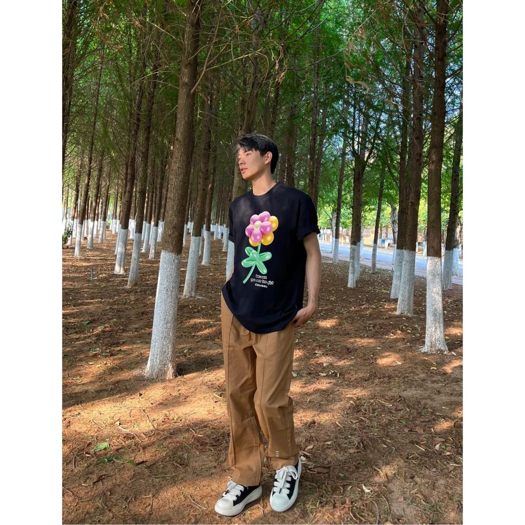 Áo thun nữ form rộng AT407 chất vải cotton in graphic - Be
