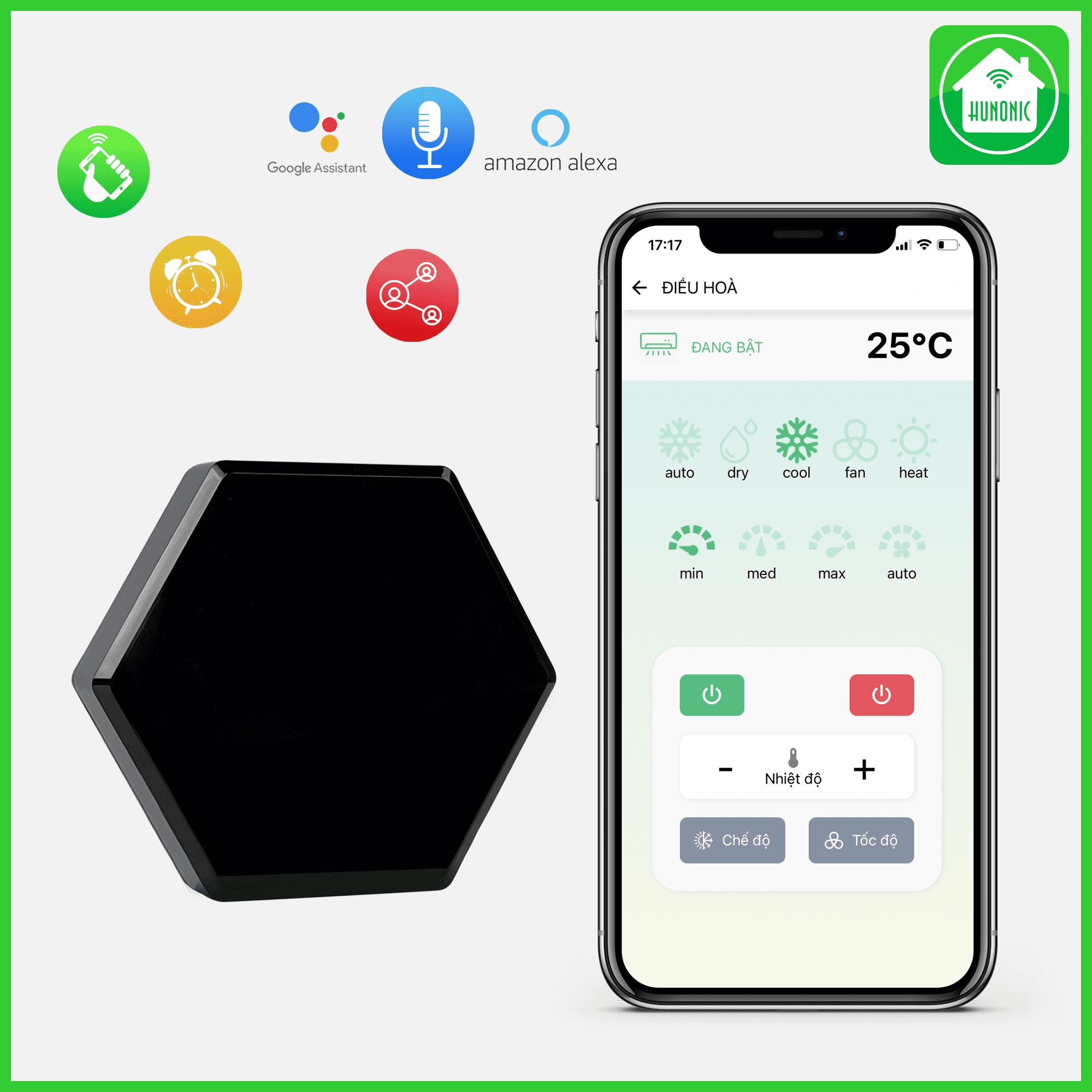 Bộ điều khiển Tivi, Máy lạnh Hunonic IR Smart | Điều khiển thiết bị Hồng ngoại từ xa