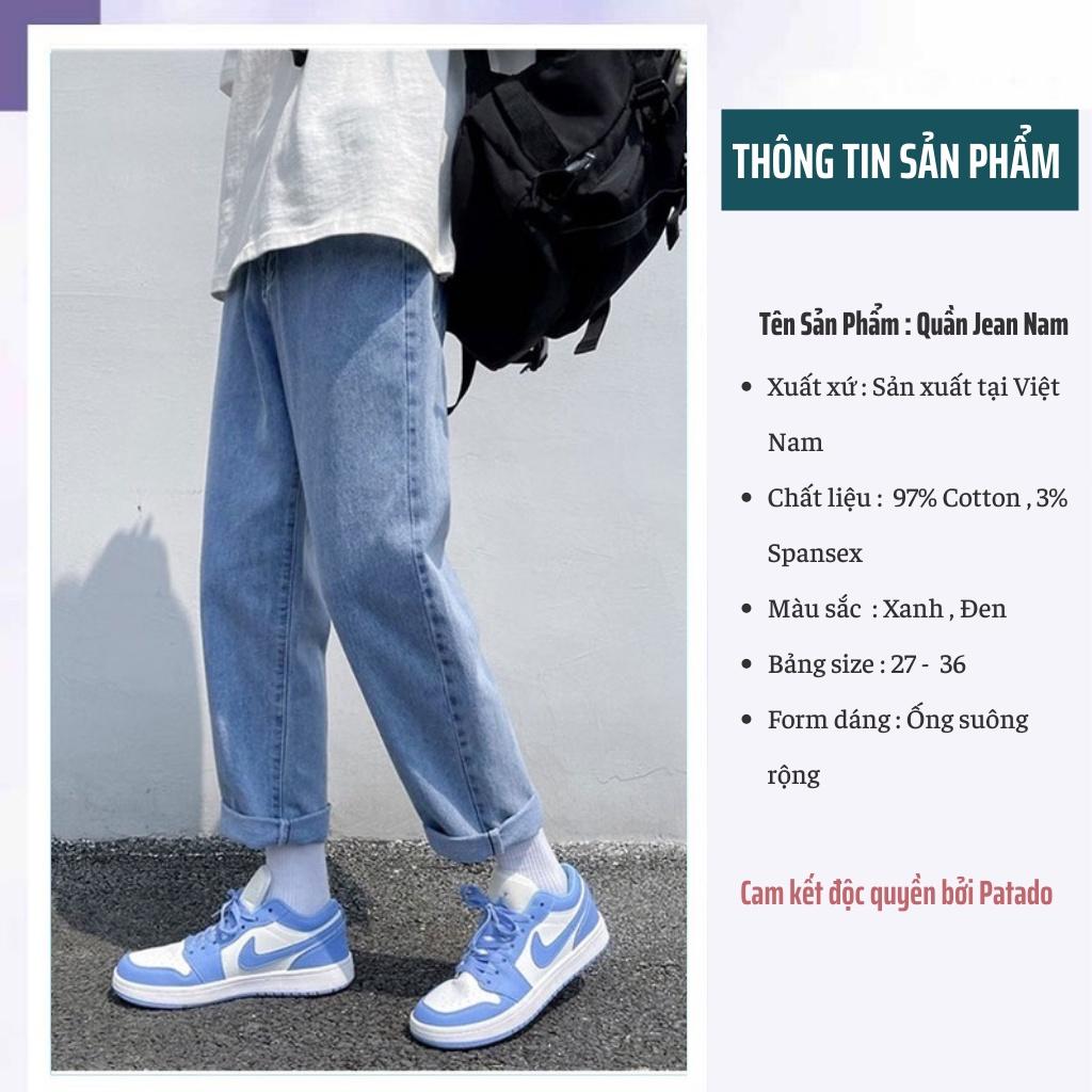 Quần baggy nam ống suông rộng quần bò nam chất jean cao cấp PATADO TR01