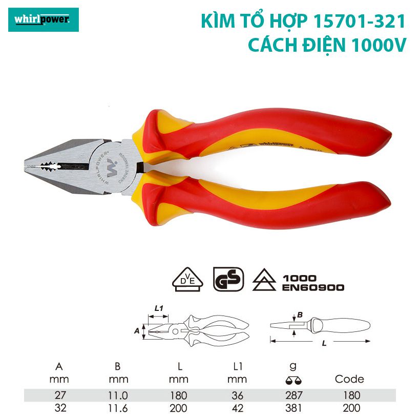 KÌM TỔ HỢP WHIRLPOWER (CÁCH ĐIỆN 1000V)