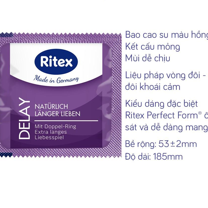 Bao cao su Ritex Delay kéo dài thời gian hộp 3 bao - Hàng nhập khẩu chính hãng